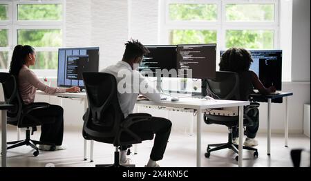 Agile Pair Programming And Extreme Coding. Business Software Stock Photo