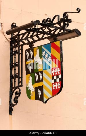 LEWES, EAST SUSSEX, UK - APRIL 29, 2012:  Coat of Arms sign outside The Shelleys Hotel in the High Street Stock Photo
