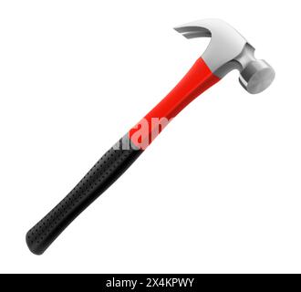 Carpenter hammer isolated on white background. Fitter's hammer for chiselling and driving in nails and dowels as well as for joining components. Reali Stock Vector
