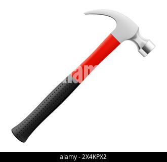 Carpenter hammer isolated on white background. Fitter's hammer for chiselling and driving in nails and dowels as well as for joining components. Reali Stock Vector