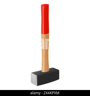 Sledge hammer isolated on white background, Sledgehammer used for heavy blacksmith work, dismantling and assembly of structures. Realistic 3D vector i Stock Vector