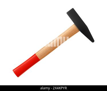Hammer icon, isolated on white background. Working tool of carpenter, builder. Tools with wooden handles and steel base, for hammering nails and break Stock Vector