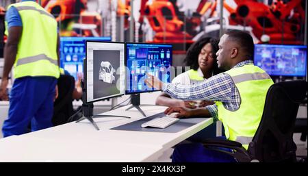 Engineer Operators Using Scada System At Industrial Plant Stock Photo