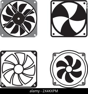 Exhaust Fan Air Cooling CPU Fan Icon,vector illustration simple design Stock Vector