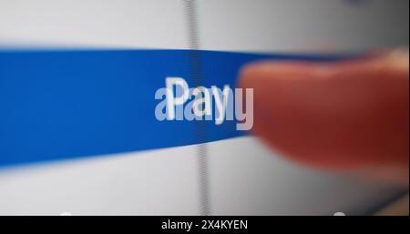 Businessman Pressing Done Button On Touchscreen Interface Stock Photo