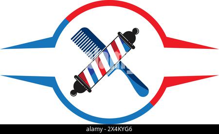 Barbershop logo vector illustration trendy design Stock Vector