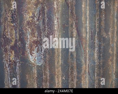 rusted corrugated steel metal texture useful as a background Stock Photo