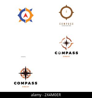 Set of Compass Icon Logo Design Template Stock Vector