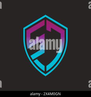 SJ letter logo in shield shape, vector design symbol template Stock Vector