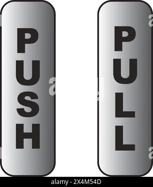 To open door push button and pull right notice sign with symbol. Store ...
