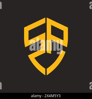 SP letter logo in shield shape, vector design symbol template Stock Vector