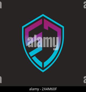 SJ letter logo in shield shape, vector design symbol template Stock Vector