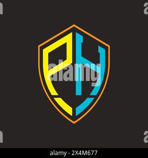 PH letter logo in shield shape, vector design symbol template Stock Vector