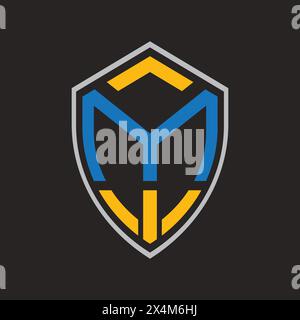 M letter logo in shield shape, vector design symbol template Stock Vector