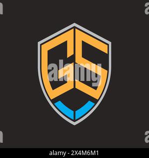 GS letter logo in shield shape, vector design symbol template Stock Vector