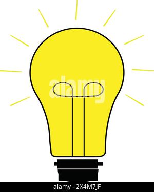 icon, lightbulb, vector, bulb, light, lamp, line, idea, outline, bright, think, symbol, pictogram, solution, white, energy, electric, business, creati Stock Vector