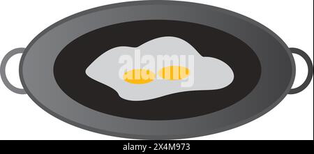 fried egg icon on the pan, vector illustration template design Stock Vector