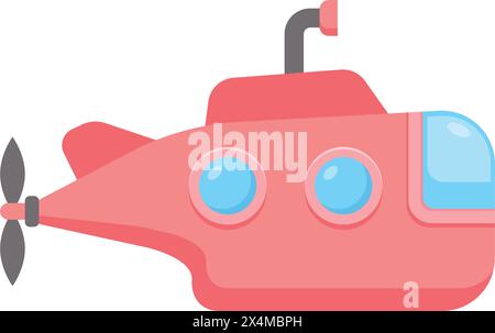 Submarine icon in flat style. Bathyscaphe vector illustration on isolated background. Underwater transport sign business concept. Stock Vector