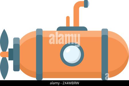 Submarine icon in flat style. Bathyscaphe vector illustration on isolated background. Underwater transport sign business concept. Stock Vector