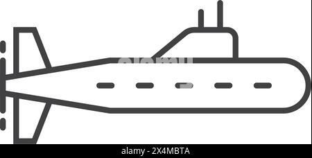 Submarine icon in flat style. Bathyscaphe vector illustration on isolated background. Underwater transport sign business concept. Stock Vector