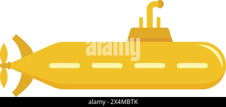 Submarine icon in flat style. Bathyscaphe vector illustration on isolated background. Underwater transport sign business concept. Stock Vector