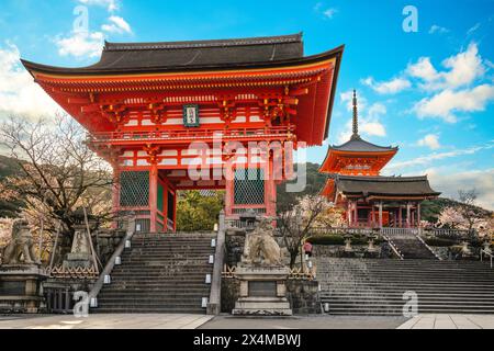 Deva gate of Kiyomizu Dera Temple in Kyoto, Japan. Translation: Kiyomizu dera Stock Photo