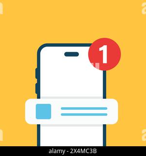 Phone notifications icon in flat style. Smartphone with new notice vector illustration on isolated background. Reminder message sign business concept. Stock Vector