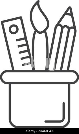 Stationery icon in flat style. Office supplies vector illustration on isolated background. Writing sign business concept. Stock Vector