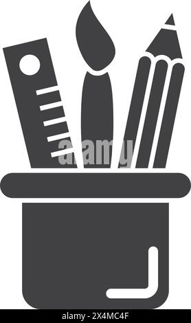 Stationery icon in flat style. Office supplies vector illustration on isolated background. Writing sign business concept. Stock Vector