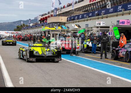 Le Castellet, France, 4 May 2024, pitlane at the start of free practice 2 during the 4 Hours of Le Castellet, second race of the 2024 European Le Mans Series (ELMS) at Circuit Paul Ricard from May 02 to 05, 2024 in Le Castellet, France - Photo Laurent Cartalade/MPS Agency Credit MPS Agency/Alamy Live News Stock Photo