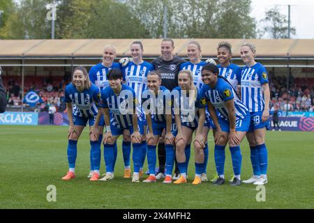 Crawley, UK. 04th May, 2024. Crawley, England, May 4th 2024: Brighton team photo ahead of the Barclays Womens Super League game between Brighton and Aston Villa at Broadfield Stadium, Crawley. (Tom Phillips/SPP) Credit: SPP Sport Press Photo. /Alamy Live News Stock Photo