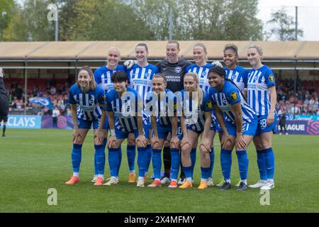 Crawley, UK. 04th May, 2024. Crawley, England, May 4th 2024: Brighton team photo ahead of the Barclays Womens Super League game between Brighton and Aston Villa at Broadfield Stadium, Crawley. (Tom Phillips/SPP) Credit: SPP Sport Press Photo. /Alamy Live News Stock Photo