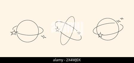 y2k retro elements set, 90s or 2000s elements of stars and shapes in minimalistic boho style on gradient blurred background Stock Vector