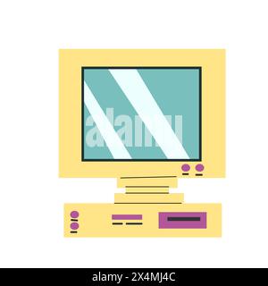 90s retro element computer or 80s, or y2k element, retro style. Can use for stickers, banner, greeting card. Stock Vector