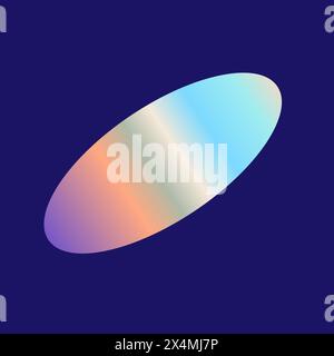 Y2k gradient element, 2000s sticker shape with hologram, vector futuristic style, trendy chrome shape. Abstract aesthetic retro element. Stock Vector