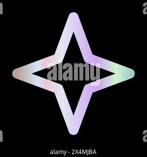Y2k gradient element, 2000s sticker star with hologram, vector futuristic style, trendy chrome shape. Abstract aesthetic retro element. Stock Vector