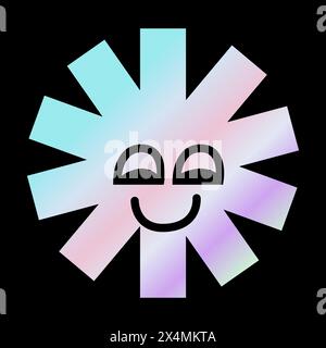 Y2k gradient element, 2000s sticker with hologram, vector futuristic style, trendy chrome shape. Abstract aesthetic retro element. Stock Vector