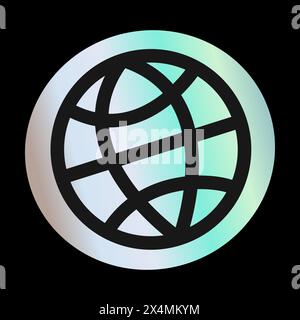 Y2k gradient element, 2000s sticker globe with hologram, vector futuristic style, trendy chrome shape. Abstract aesthetic retro element. Stock Vector