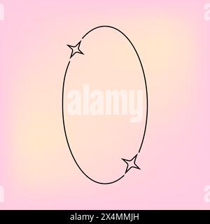 y2k retro element, 2000s element of frame and stars, shape in minimalistic style on gradient blurred background Stock Vector