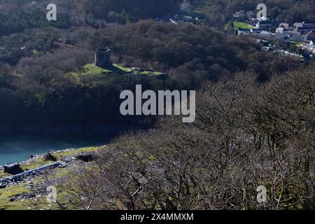 Dolbadarn Castle from Dinorwig slate quarry Stock Photo