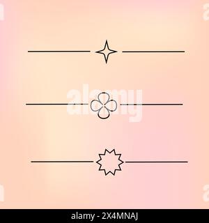 y2k retro elements set, 90s or 2000s elements of border in minimalistic style on gradient blurred background Stock Vector