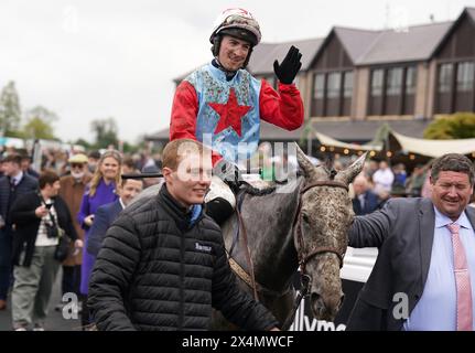 Mark McDonagh after winning the Colm Quinn BMW Handicap Chase on The Gradual Slope during day five of the Punchestown Festival at Punchestown Racecourse, County Kildare. Picture date: Saturday May 4, 2024. Stock Photo
