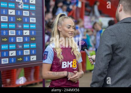 Crawley, UK. 04th May, 2024. Crawley, England, May 4th 2024: Alisha Lehmann (7 Aston Villa) after the Barclays Womens Super League game between Brighton and Aston Villa at Broadfield Stadium, Crawley. (Tom Phillips/SPP) Credit: SPP Sport Press Photo. /Alamy Live News Stock Photo