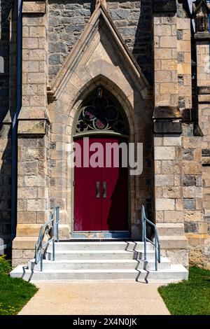 Entrance to Central Presbyterian Church Cambridge Ontario Canada Stock Photo