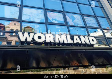 Lettering of the fashion retailer Wormland on the facade of a branch in Nuremberg, Bavaria, Germany Stock Photo
