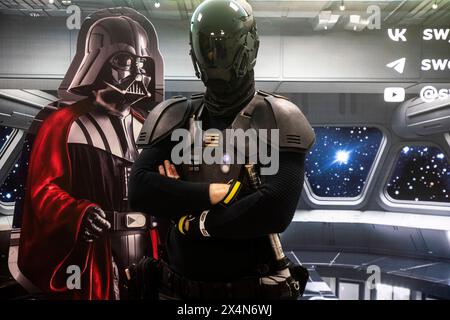 Moscow, Russia. 4th of May, 2024. Star Wars fans gather inside the Culture and Sports Center during the Star Wars day celebration in Moscow, Russia. Star Wars Day is celebrated every 04 May by many fans in different parts of the world. Credit: Nikolay Vinokurov/Alamy Live News Stock Photo