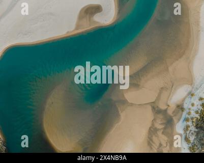 Noosa river aerial view with vibrant blue water on the Sunshine Coast in Queensland, Australia Stock Photo