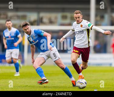 Stranraer, Scotland. 04 May 2024. Kinlay Bilham (14 - Stenhousemuir ...