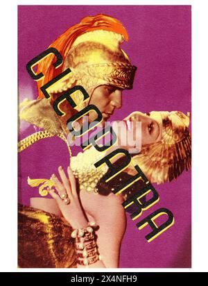 Cover of HENRY WILCOXON as Marc Antony and CLAUDETTE COLBERT as Cleopatra from the British brochure for CLEOPATRA 1934 Director CECIL B. DeMILLE Costume Design TRAVIS BANTON Paramount Pictures Stock Photo