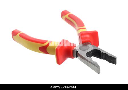 New combination pliers isolated on white. Construction tool Stock Photo